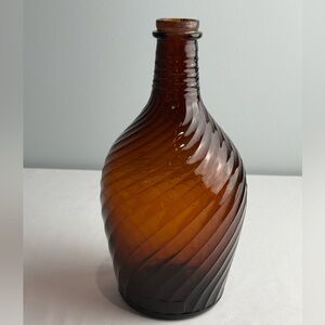 Owens Illinois Demijohn Amber Swirl Glass Bottle Duraglas Farmhouse VTG US 1930s